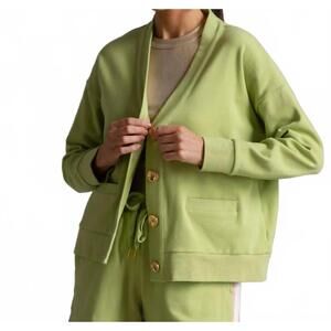 NEW CARE TUCKER court interlock cardigan in palm green